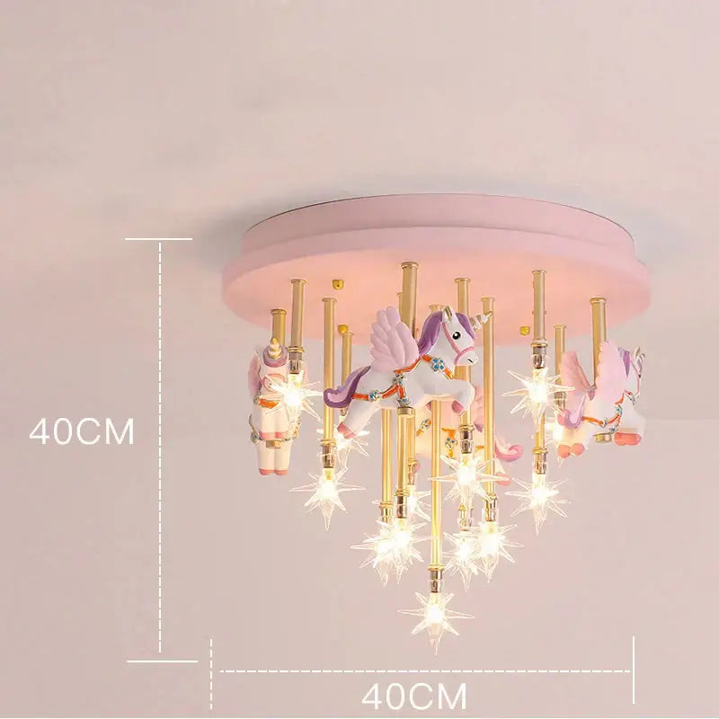 Whimsical pink and gold anime animal ceiling light with star-shaped bulbs for kids bedroom decorbites anime animal ceiling