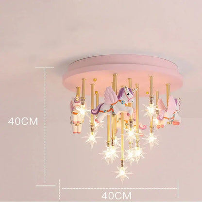 Whimsical pink and gold anime animal ceiling light with star-shaped bulbs for kids bedroom decorbites anime animal ceiling