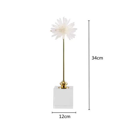 Elegant white agate flower home decor figurine with a gold stem on a marble base for living room decor