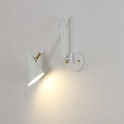 White adjustable wall lamp with gold-toned conical shade from decorbites astronaut wall sconces collection for bedroom
