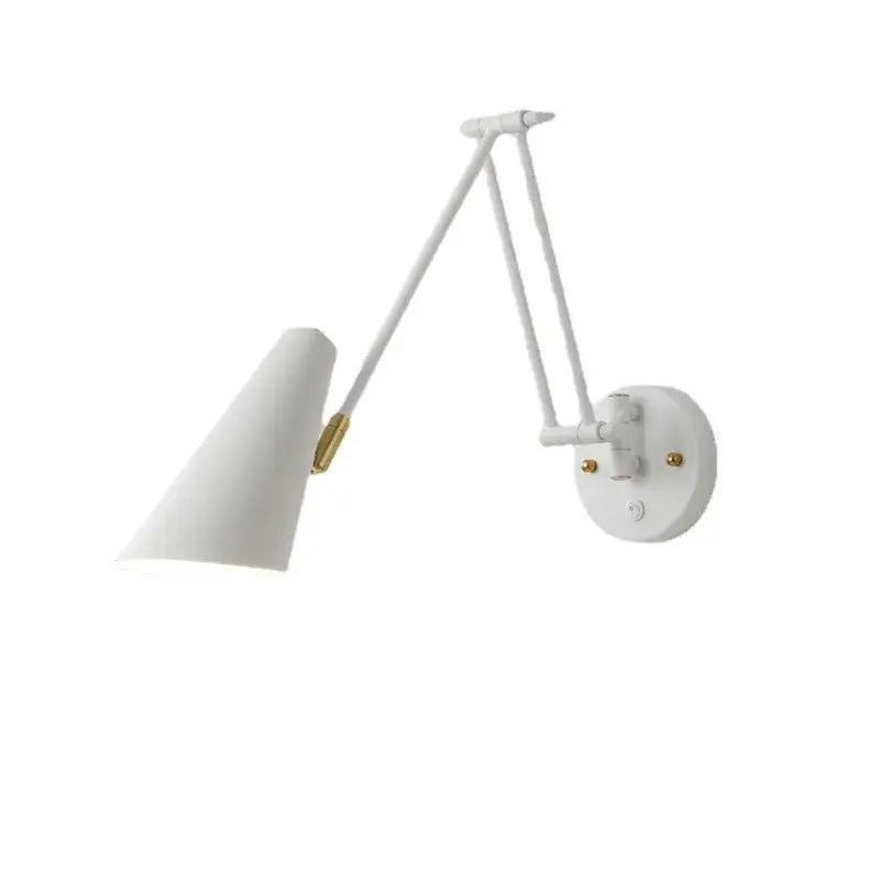White adjustable wall lamp with brass accents and conical shade from decorbites astronaut wall sconces collection