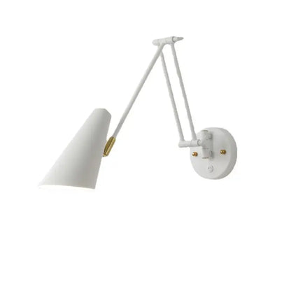 White adjustable wall lamp with brass accents and conical shade from decorbites astronaut wall sconces collection