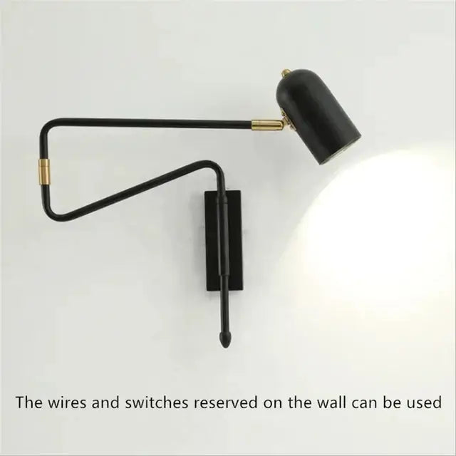 Black wall lamp with brass accents and flexible gooseneck design in decorbites astronaut wall sconces bedroom lamp