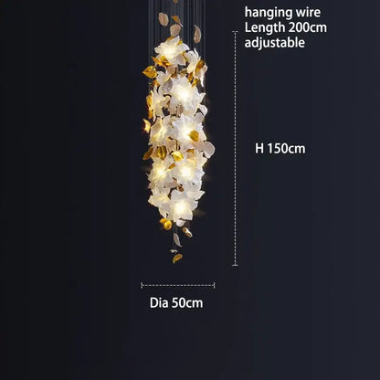 Elegant white and gold crystal flower luxury chandelier with adjustable hanging wire for dining room decorbites decor