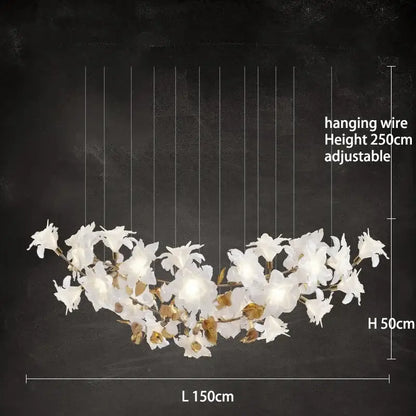 Elegant white and gold crystal flower luxury chandelier with adjustable wire for dining room decorbites crystal flower lighting