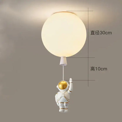 White and gold decorbites astronaut space ball ceiling lamp with 30cm spherical light for kids room decor