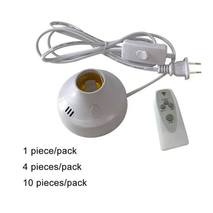 White and gold e27 led lamp base with spherical design and integrated remote control for bedroom timer socket use