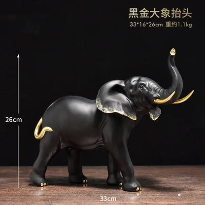 Black and gold elephant resin sculpture with glossy finish and golden accents for living room decorbites elephant resin ornaments