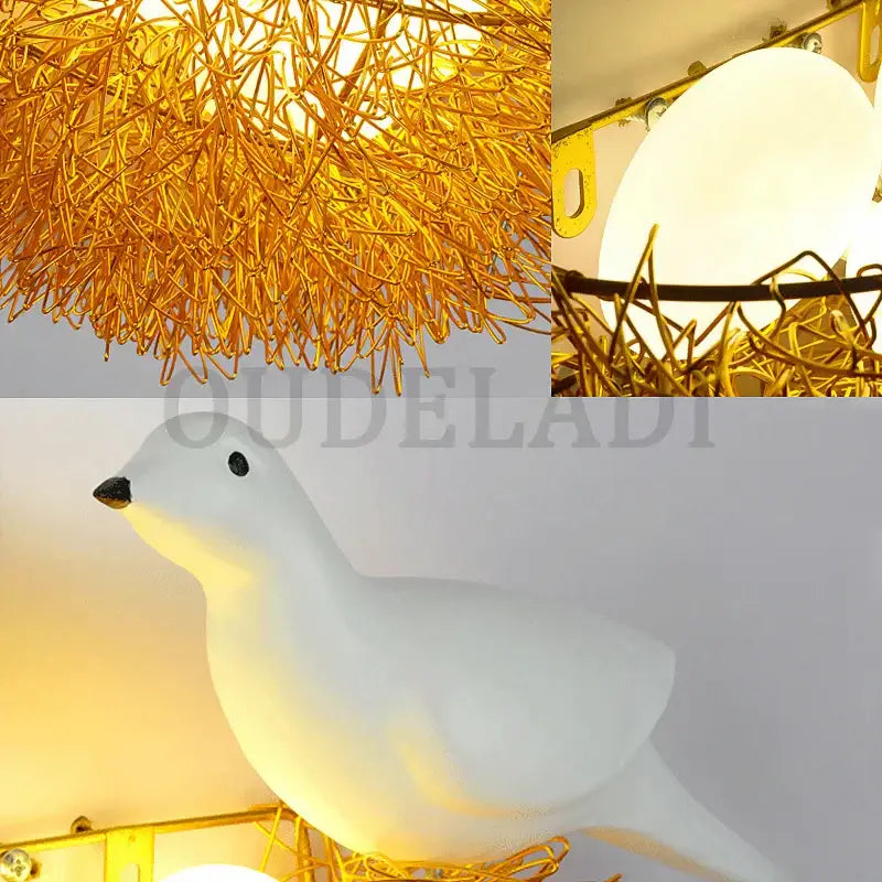 White smooth-surfaced dove-shaped led wall lamp with black beak and eye for bedroom decorative nest led wall use