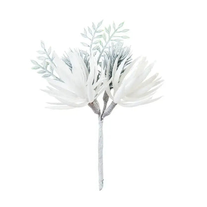 White and silver artificial flowers garland with delicate feathery petals and frosted green leaves for decorbites artificial flowers decor