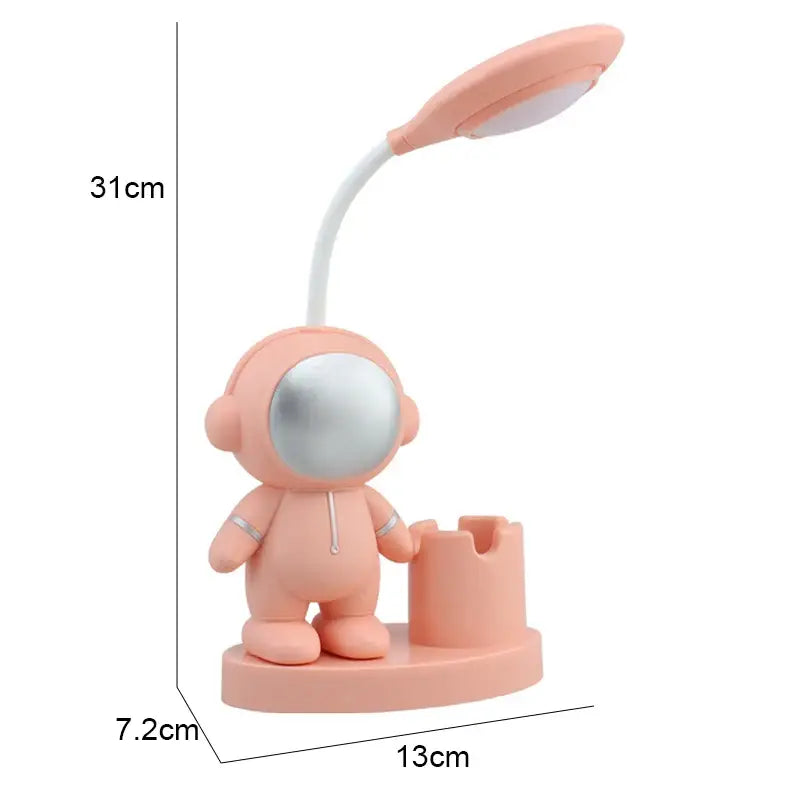 Pastel pink decorbites astronaut study desk lamp with flexible neck and silver visor including pencil sharpener for bedroom study