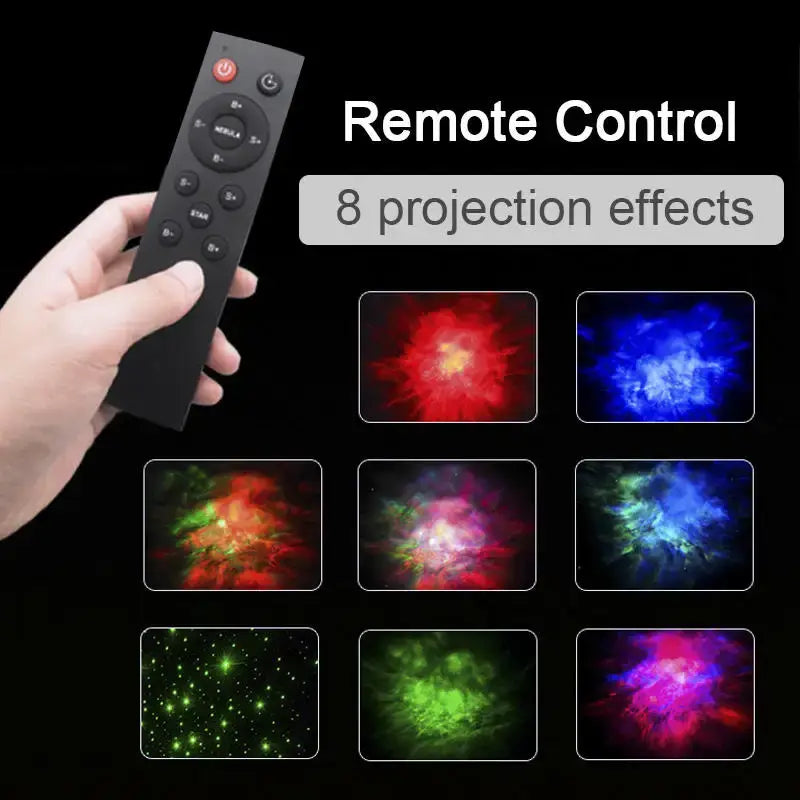 Black remote control with circular buttons and power indicator for decorbites astronaut star night light projector