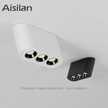 White and black aisilan magnetic adjustable recessed ceiling spotlight with three 12w cob chip led bulbs for living room decorbites 12w cob
