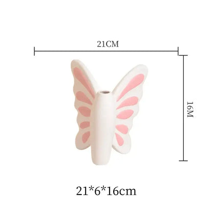 White butterfly ceramic vase with pink wing accents by decorbites butterfly ceramic ideal for living room decor