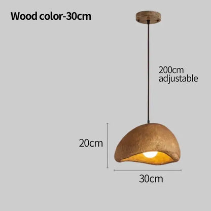 A rustic wood-colored pendant light with textured dome shade and adjustable 200cm chain from decorbites cement wind cloud collection