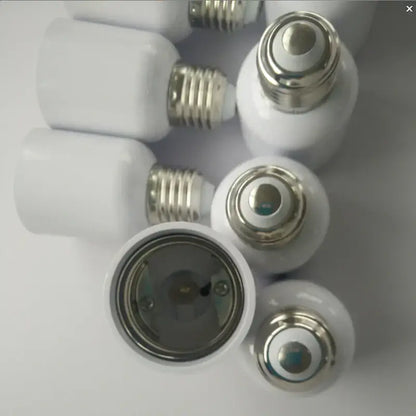 White ceramic e27 to e40 light bulb adapter socket with metallic screw base for garage utility use