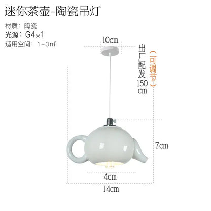 White ceramic teapot pendant light with glossy finish and metallic accents for kitchen dining room decorbites ceramic led