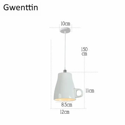 White ceramic teapot led pendant light with handle and metallic suspension hardware for warm kitchen decorbites ceramic led lighting