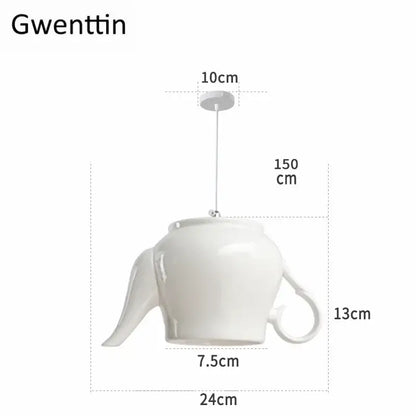 White ceramic teapot ceramic led pendant light fixture by decorbites offering warm glow kitchen pendant lights decorbites ceramic led