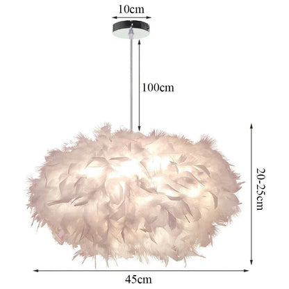 White Feather Pendant Light With Metal Frame - Decorbites