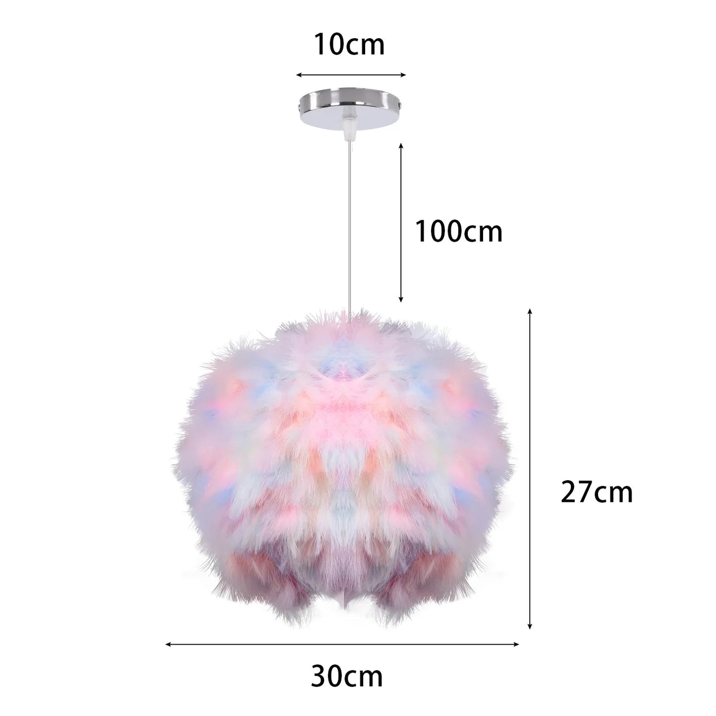White Feather Pendant Light With Metal Frame - Decorbites