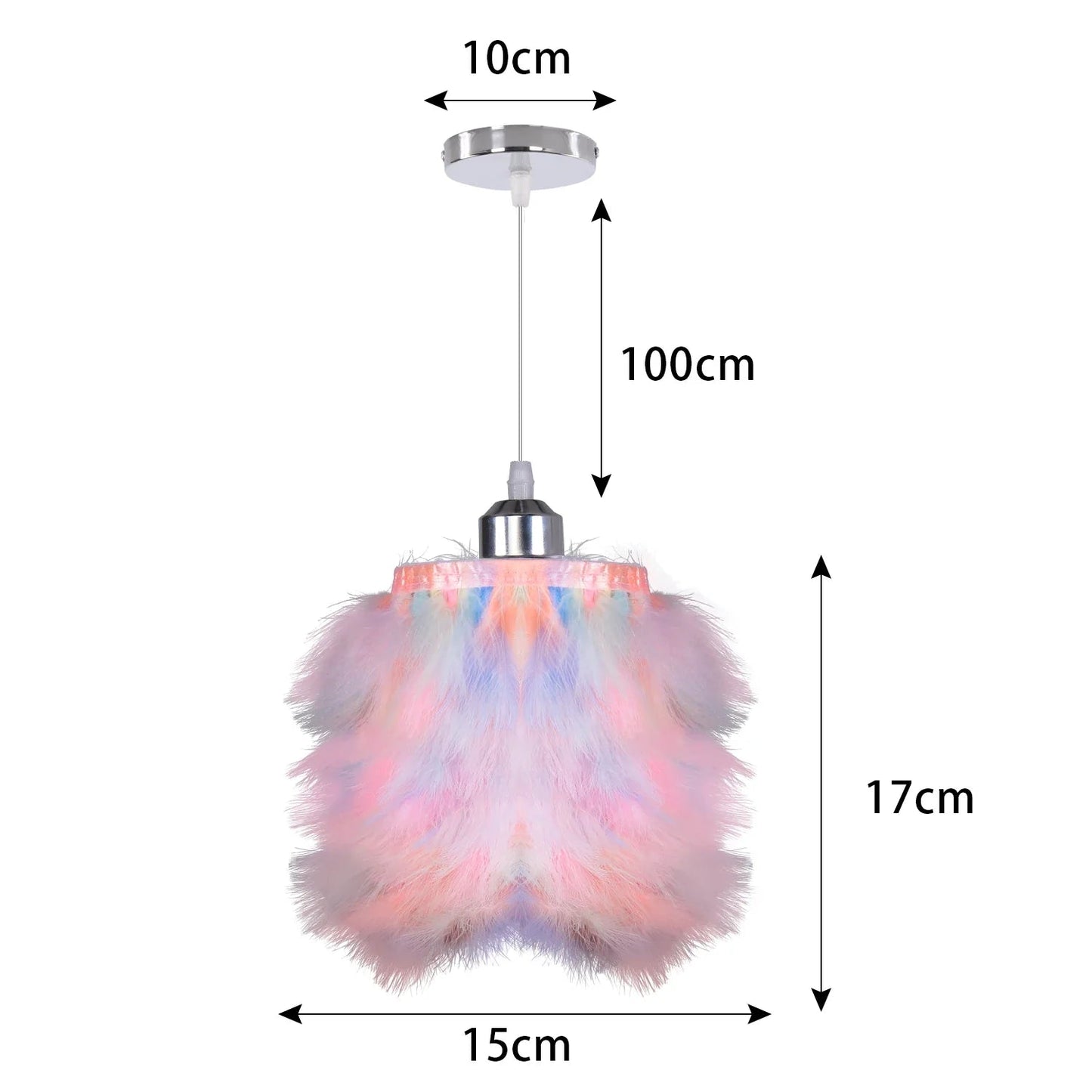 White Feather Pendant Light With Metal Frame - Decorbites