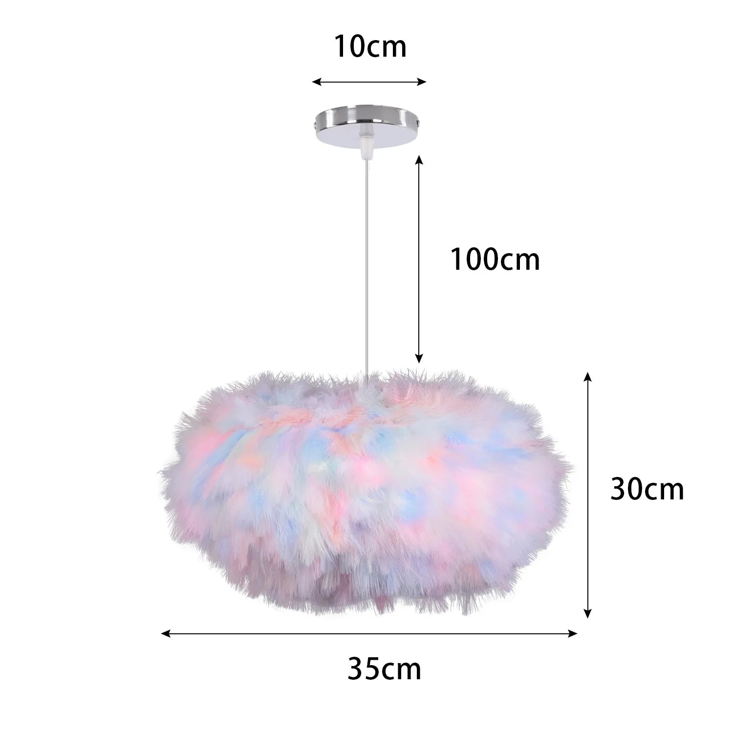 White Feather Pendant Light With Metal Frame - Decorbites