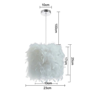 White Feather Pendant Light With Metal Frame - Decorbites