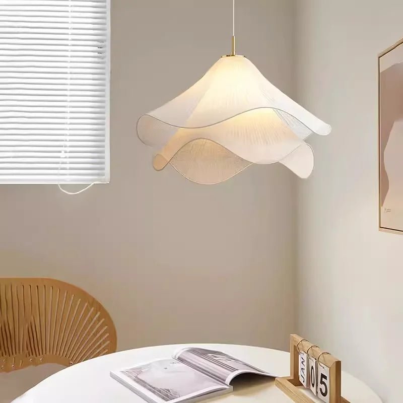 White Flower Fabric Pendant Light - Decorbites