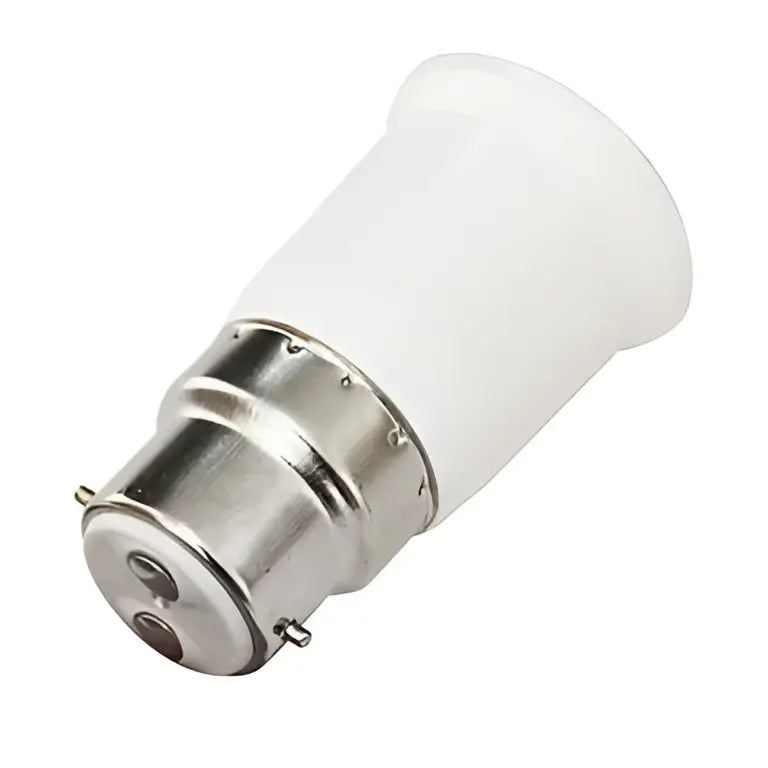 White frosted glass b22 lamp holder with metallic base and e27 socket adapter for bedroom lighting use
