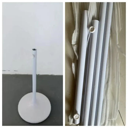 White glossy plastic butterfly chandelier stand with circular base and vertical pole for dining room use