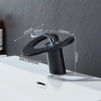 Black matte-finish basin faucet with chrome accents featuring a sleek modern design for decorbites golden white bathroom sinks