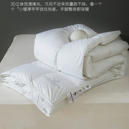 White goose down autumn winter duvet with thick warm velvet quilt featuring 3d plush filling and soft fluffy texture