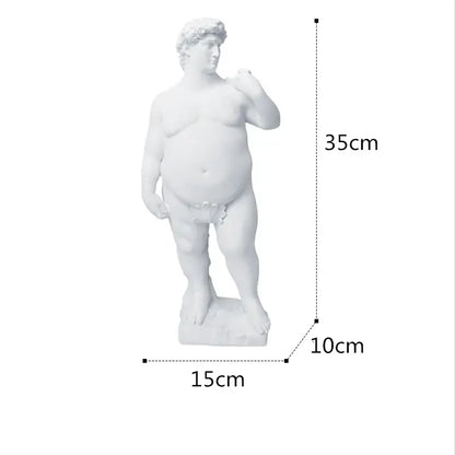 White hercules david obesity resin sculpture 35cm tall with broad build for living room decorbites david obesity decor