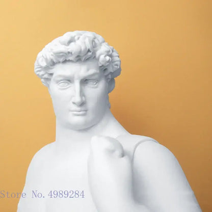 White marble david obesity resin sculpture with detailed curly hair and muscular shoulders for living room decorbites decor