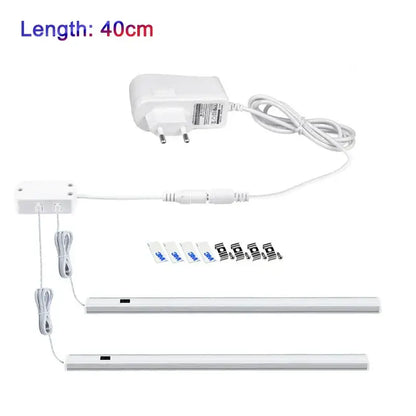 White led motion sensor cabinet light with pir motion sensor under-cabinet strips 40cm with power adapter and mounting hardware