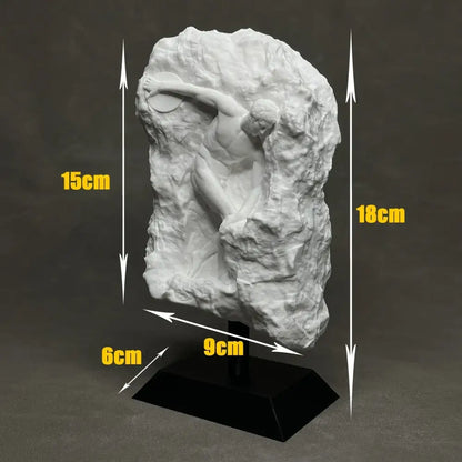 White marble discus throwing nude sculpture on black base ideal for elegant home decor and living room display