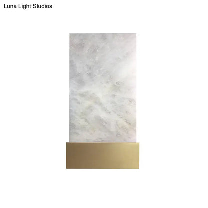 White marbled glass and gold wall sconce with translucent marble panel and polished brass base for e26 e27 bulbs