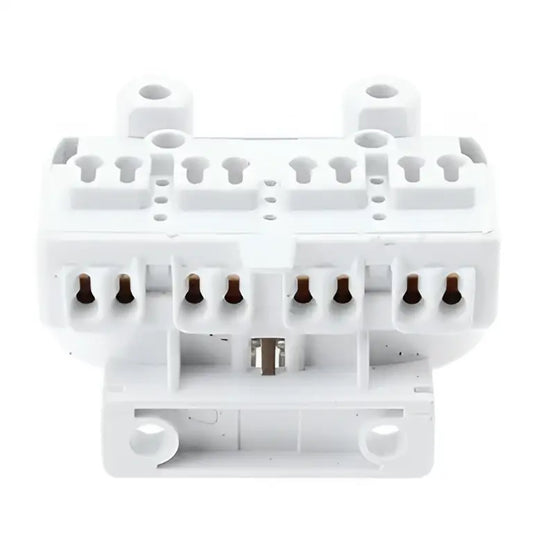 White plastic 2g11 lamp holder socket with brown contacts and multiple slots kitchen terminal block holder socket