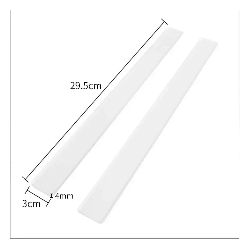 White plastic biscuit cake rolling tool with two translucent rulers 29.5 cm long for decorbites biscuit cake thickness measurement