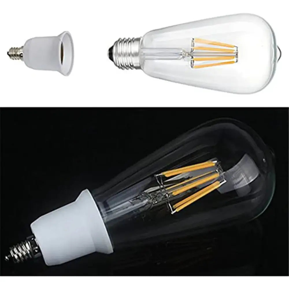 Clear glass edison-style led bulb with frosted white ceramic base and visible filament for e26 e27 adapter converter use