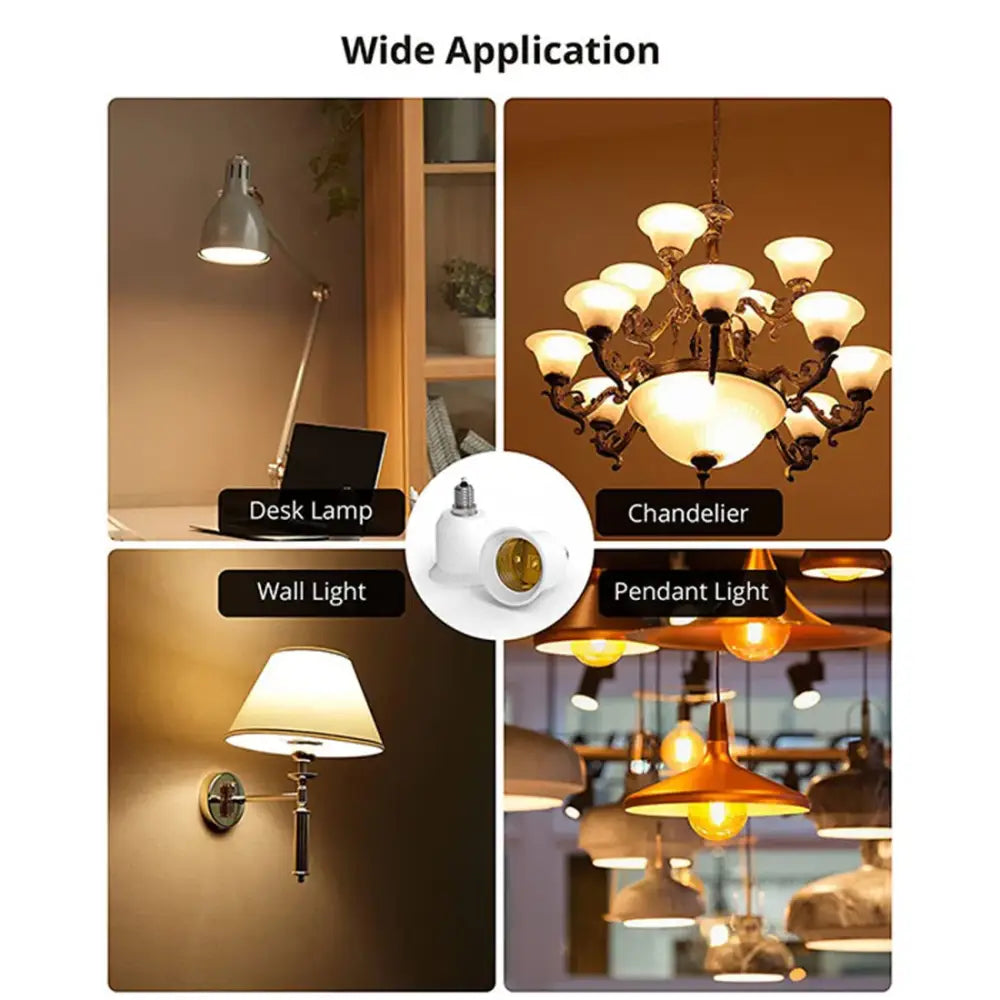 White plastic e14 to e26 e27 adapter converter with gold-colored screw base for kitchen light e26 e27 adapter
