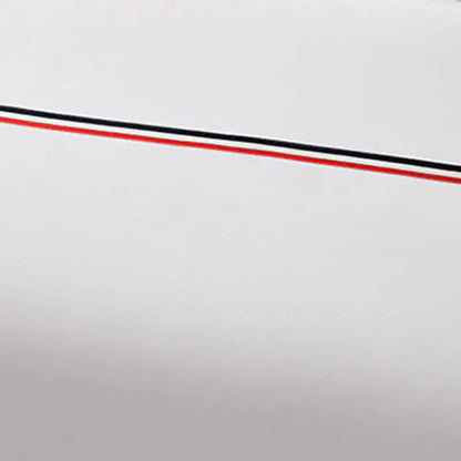White satin bedding set with sleek black red and white striped trim enhances decorbites cozy solid color decor