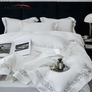 White satin lace 1200tc egyptian cotton bedding set with delicate lace trim for elegant bedroom decorbites 1200tc egyptian