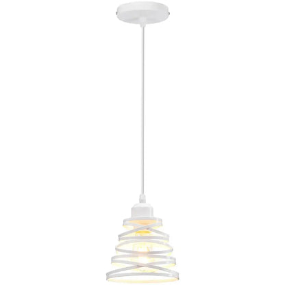 White spiral iron cage ring pendant light with frosted glass shade modern decorbites iron cage design for kitchen living room