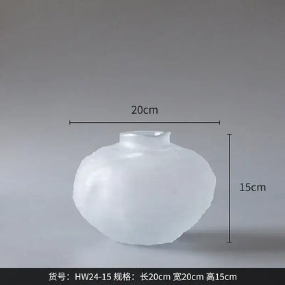White textured ceramic glass pleats vase with frosted finish and narrow neck for living room flower decor