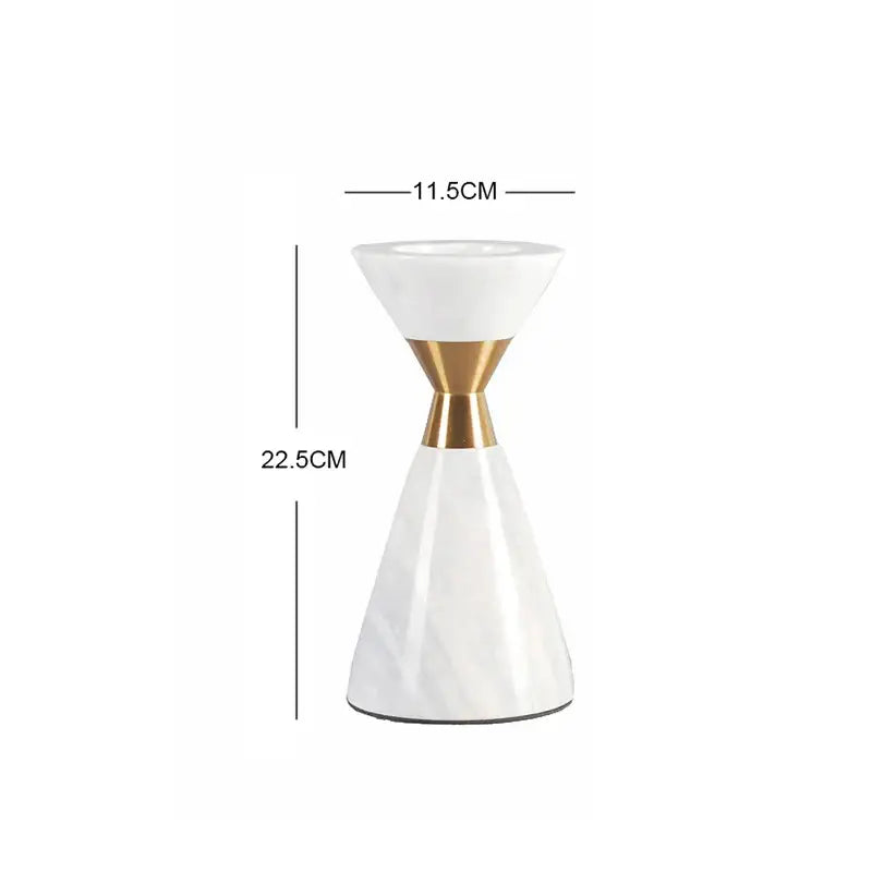White volakos marble wedding candlestick with gold-toned metal band for elegant decorbites golden metal dining room decor