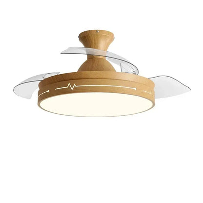 Wooden ceiling fan with clear acrylic blades and engraved heartbeat light fixture decorbites dc motor ceiling fan