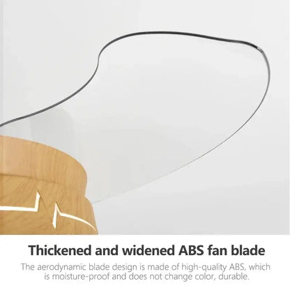 Wooden heartbeat ceiling fan with remote control featuring thickened abs fan blades and decorbites dc motor for bedroom use