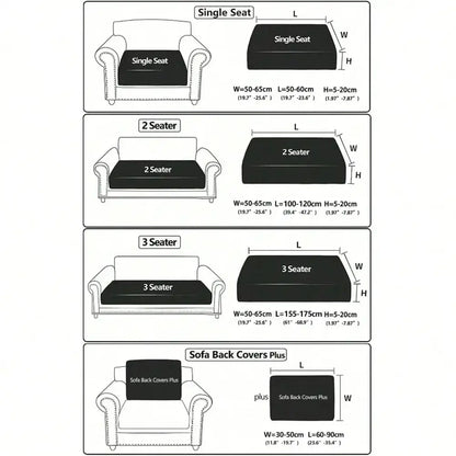 Black sofa cover for single to three-seater modular sofa with additional back covers for outdoor sectional protection
